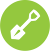 Green & White Shovel Icon